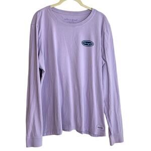 Life is Good Womens Long Sleeve Tee XL Purple Scoop Neck Ski Graphic